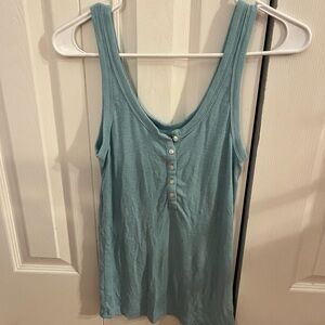 Sleeveless Button-Front Top - Light Blue